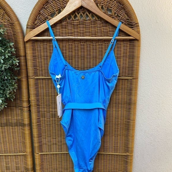 SUNSHINE 79 NWT sky blue belted one piece swimsuit retro 70s style size 4 summer - Picture 8 of 14